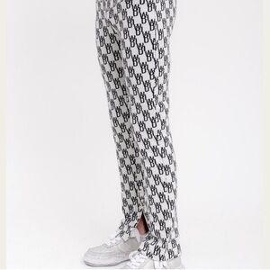We11done Black and White Logo Knit Jacquard Pants Wool Cashmere